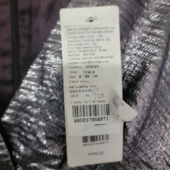 NWT French Connection Silver Party Dress size 8 - Picture 7 of 8